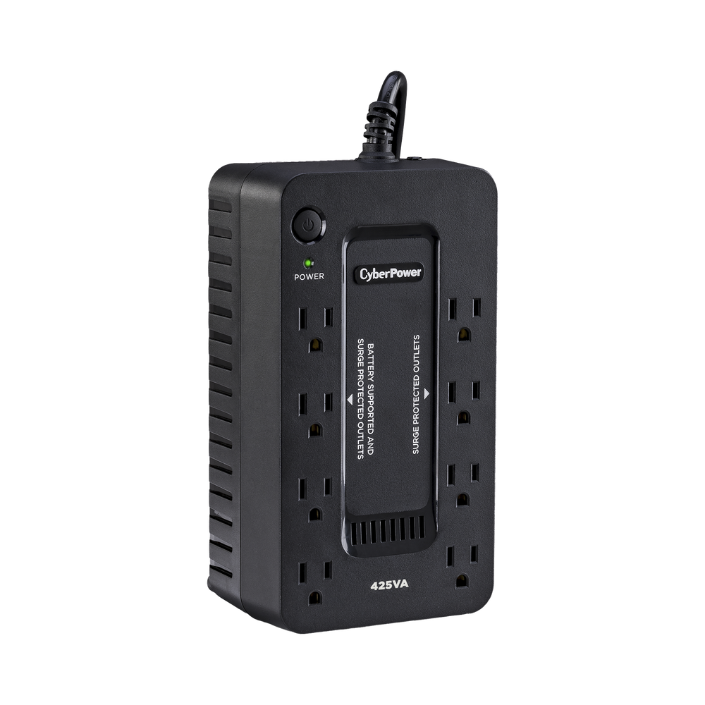 UPS de 425 VA/255 W, Topología Standby, Entrada 120 Vca NEMA 5-15P, Tipo Gabinete Compacto, Con 8 Tomas NEMA 5-15R