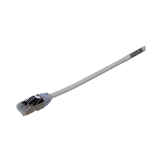 Patch Cord Cat6A, Diametro Reducido 28 AWG, Blindado S/FTP, CM/LS0H, 15 m, Color Gris
