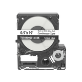 Casete de Etiquetas de Nylon de Cinta Continua, Color Negro Sobre Blanco, Uso Interior/Exterior, 12 (0.5 in) mm de Ancho x 6 Metros de Largo