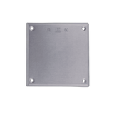Tapa cuadrada ciega de aluminio para caja cuadrada.