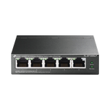 Switch PoE No Administrable de Escritorio / 5 puertos 10/100 Mbps / 4 puertos PoE af / Presupuesto 41 W / Modo extensor PoE hasta 250 metros / Calidad video prioritaria
