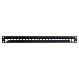 Patch Panel TERA-MAX Blindado de 24 Puertos, Modular (vacío), Plano, Color Negro, 1UR