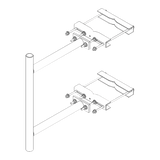 Montaje Lateral con 60 cm de Separación con Ángulo Ajustable. Mástil de 2-3/8" x 36".