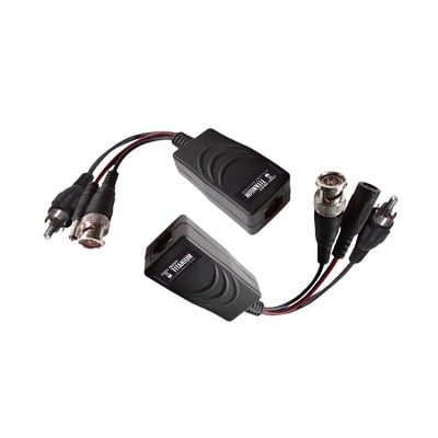 Kit de transceptores activos, envía alimentación 12V/24Vcc/AC, video y audio a una distancia de hasta 150 m en 4K para aplicaciones de video por UTP Cat 5e / 6 en alta definición.
