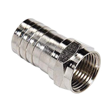 Conector F Macho, Plegable de Doble Blindaje para cable RG-6, Cuerpo de Bronce Niquelado.