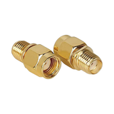 Adaptador SMA Macho Inverso a SMA Hembra, Oro/ Oro/ Teflón,