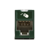 Jack UltraMAX Cat5e, UTP, Montaje híbrido en Placa de Pared (Plano y Angulado), Color Verde, Punch Down