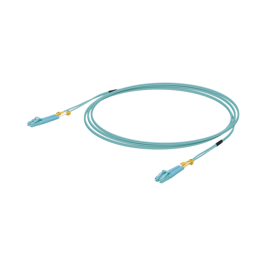 Jumper de Fibra Óptica Multimodo LC-LC duplex 10 G, 50/125 OM3, Color Aqua, 3 Metros
