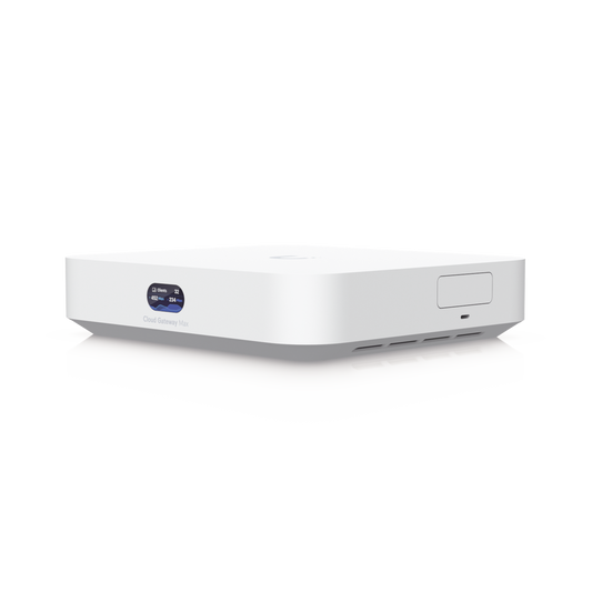 UCG Max Cloud Gateway de 2.5 GbE Compacto con Soporte para hasta 30 Dispositivos UniFi, 300+ Clientes, Enrutamiento IPS de 2.3 Gbps y Almacenamiento 512 GB de Memoria Interna
