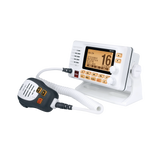 Radio Móvil Marino VHF, color blanco con receptor de GPS integrado, puerto de conexión NMEA 2000, 25W de potencia de RF, sumergible IPX8.