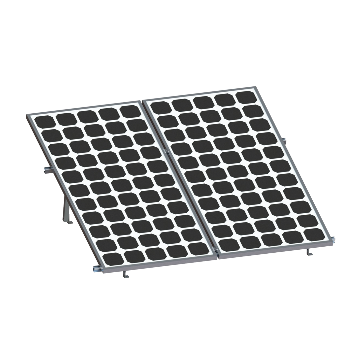 Montaje para 2 Paneles Solares, Riel "8" de 2700mm para Módulos con Espesor de 30-35mm, Velocidad de Viento Máx. 136km/h