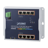 Switch Industrial PoE Administrable de Pared Capa 2, 8 Puertos Gigabit PoE 802.3at y 2 Puertos 100/1000X SFP