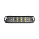 Luz Auxiliar Ultra Brillante  IP67 de 6 LEDs, Color Rojo/Claro, con mica transparente y bisel negro