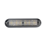 Luz Auxiliar, Ultra Brillante, IP67, 18 LEDs, Tricolor, Color Rojo/Claro/Ambar, con mica transparente y bisel negro