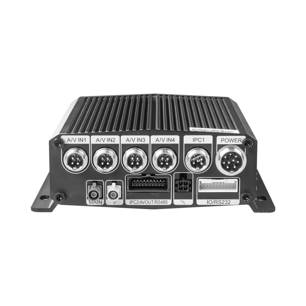 DVR Móvil / Multiplataforma / 4 Canales AHD + 2 canales IP/ Almacenamiento en Memoria Micro SD / H.265 / Chip IA Embebido / Soporta 4G / GPS