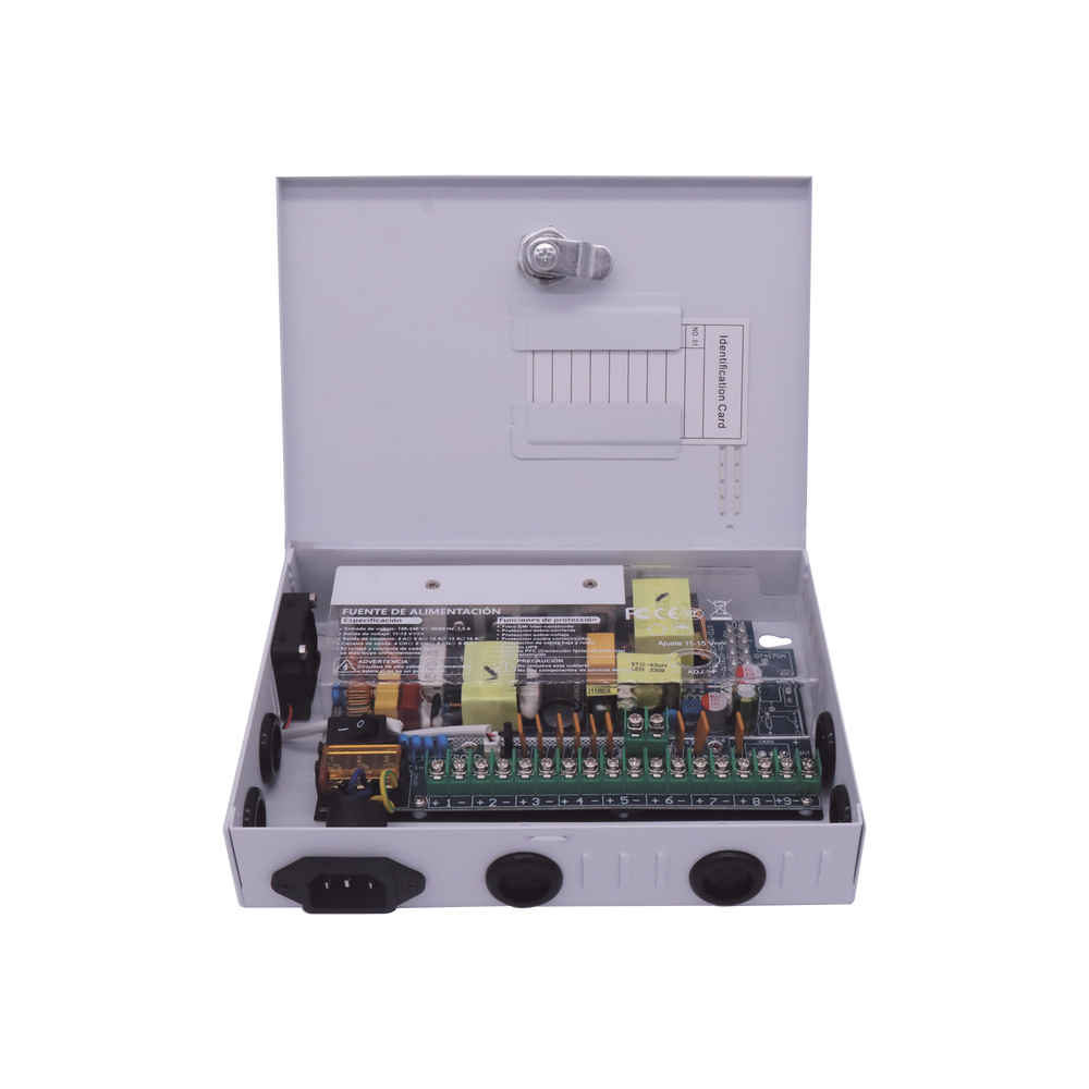 Fuente PREMIUM / 11-15 V / 9 canales / 16 A / Alta tecnología en seguridad / Doble ventilador / Hasta 1.8 Amperes por Salida / Filtro de ruido por canal / Diseño de alta gama.