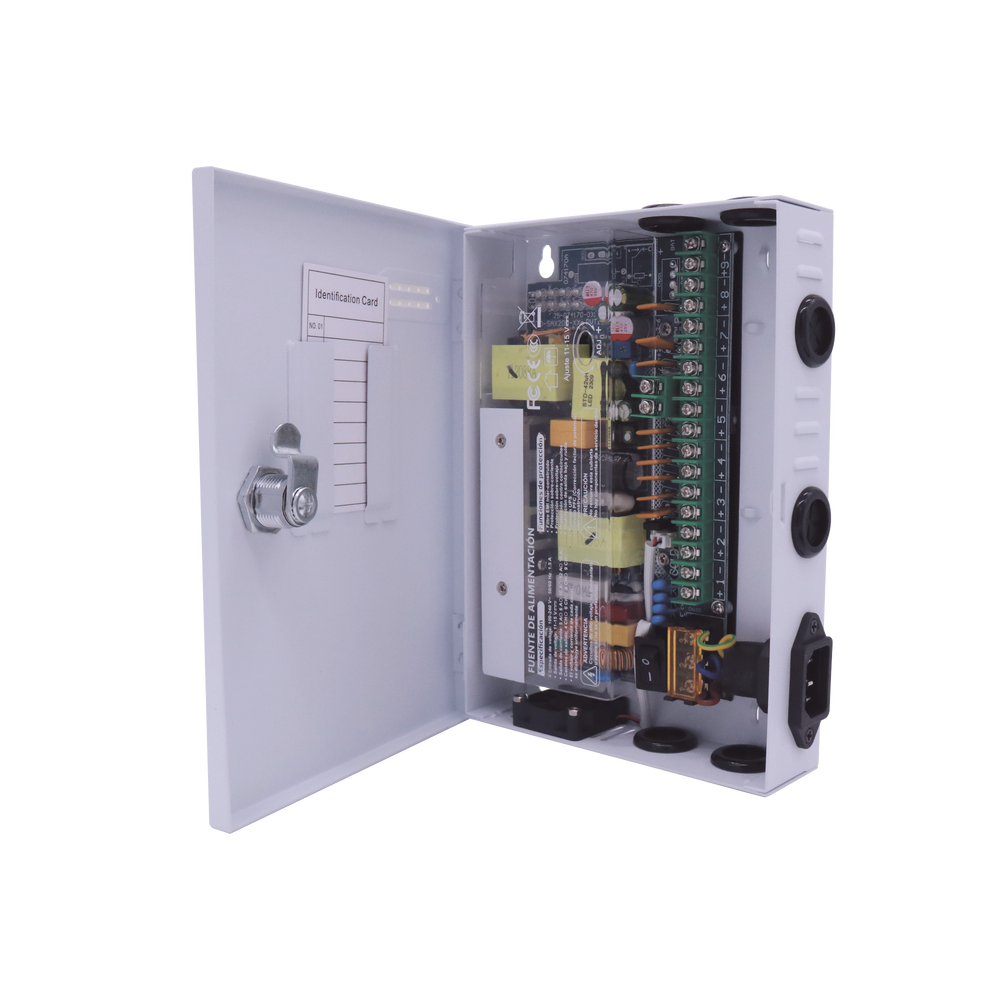 Fuente PREMIUM / 11-15 V / 9 canales / 16 A / Alta tecnología en seguridad / Doble ventilador / Hasta 1.8 Amperes por Salida / Filtro de ruido por canal / Diseño de alta gama.