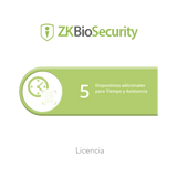 Licencia para ZKBiosecurity permite gestionar hasta 5 dispositivos para tiempo y asistencia