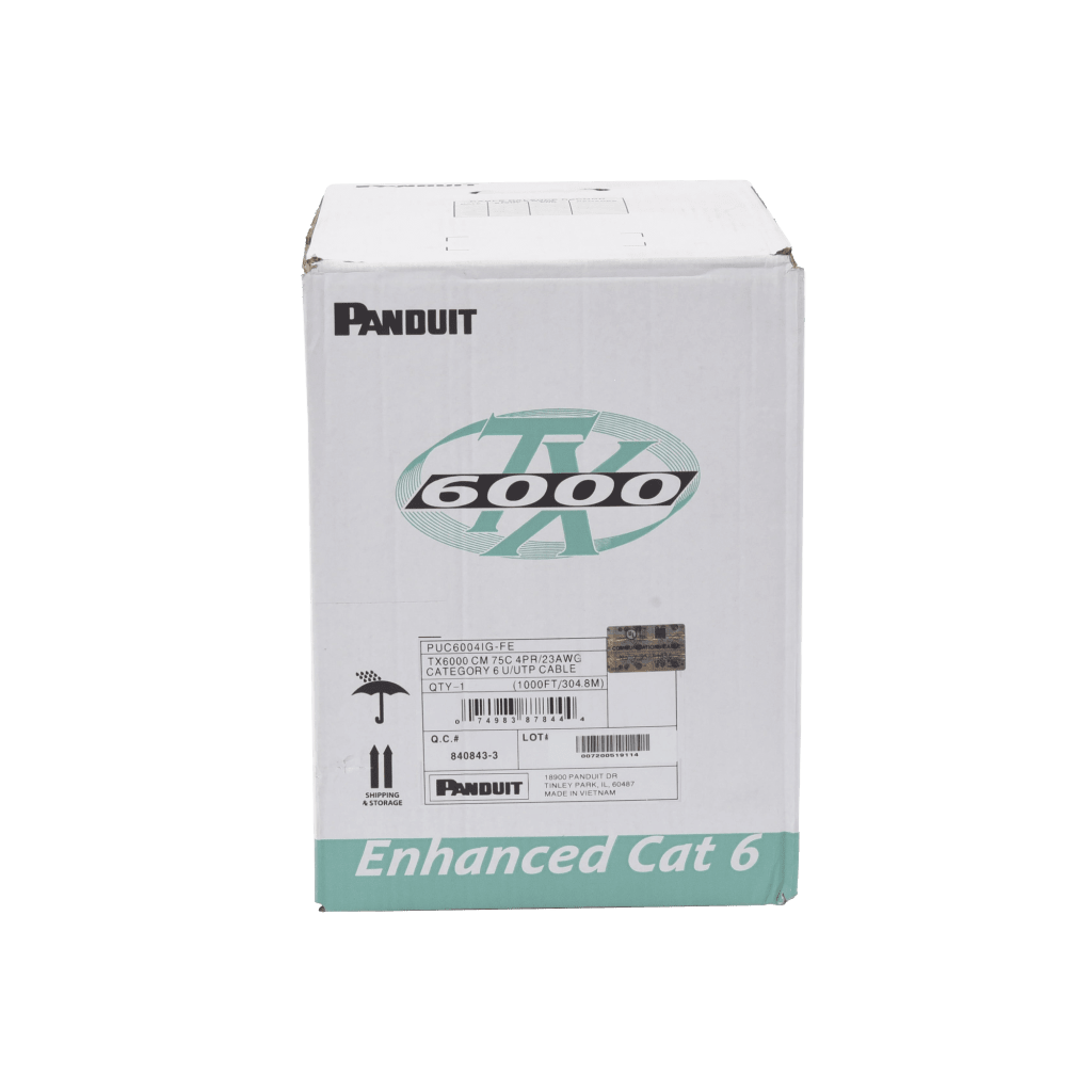 Bobina de Cable UTP 305 Metros (1000 Pies) de Cobre, TX6000? PanNet, Reelex, Gris Internacional, Categoría 6 Mejorado (23 AWG), PVC (CM), de 4 Pares