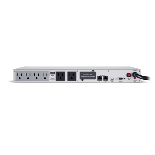 UPS de 1000 VA/600 W, Topología Línea Interactiva, Entrada 120 Vca NEMA 5-15P, Tipo Rack 1 UR, Con 6 Tomas NEMA 5-15R