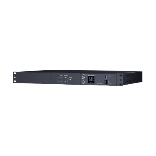 PDU ATS (Fuente Redundante Auto-transferible) Medible, Para Distribución de Energía, 2 Entradas 120 Vca NEMA5-15P, Con 10 Salidas NEMA 5-15R, Horizontal 19in, 1UR