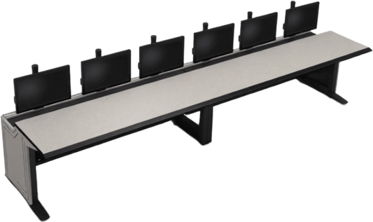 Consola Modular para Centros de Control | Superficie Endurance Plus 32 mm | Sistema Versa-Trak | Gestión Integrada de Cables | Estructura Acero y MDF | Expandible y Reconfigurable | Estructura Base de 48"/ 60"/ 72"
