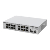 Switch MikroTik con 16 Puertos Gigabit Ethernet / 2 Puertos SFP+ 10G / Filtrado MAC y VLANs / SwOS Configuración Web