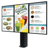 Montaje Tipo Kiosco para exterior compatible con Pantallas de 55" Samsung OH55AS / Diseño Ultradelgado / METAL / Exterior IP65 / Base Pedestal 8" / Soporte para 3 pantallas
