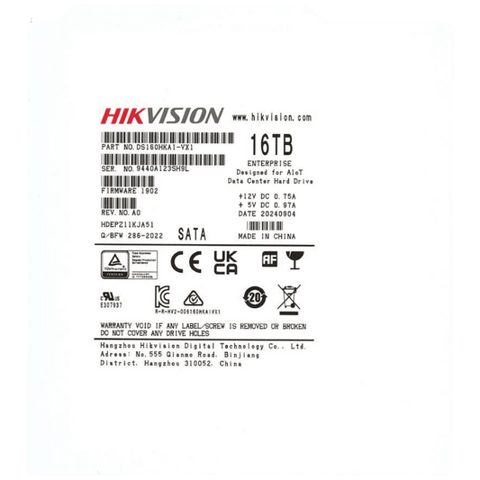Disco Duro Empresarial / 16 TB / 7200 RPM / Interfaz SATA 6 Gb/s / Búfer de 512 MB / Diseñado para Operación 24/7 / Transferencia de 550 TB por Año