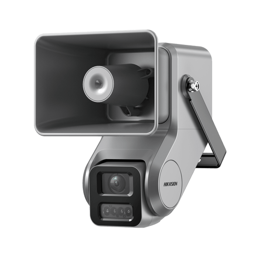 Cámara IP 4 Megapixel + Bocina IP Integrada / Lente Motorizado 2.8 a 12 mm / 7 Watts de Potencia / Exterior IP67 / PoE / Metal / Dual Light  / Hik-Connect / Ideal para Almacenes o Bodegas y Zonas Ahisladas