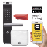 Kit Cerradura con manija YMF40A y HUB, Apertura por,  Código, Biometría y apertura por SMARTPHONE, Para puertas de 35 a 90 mm de espesor
