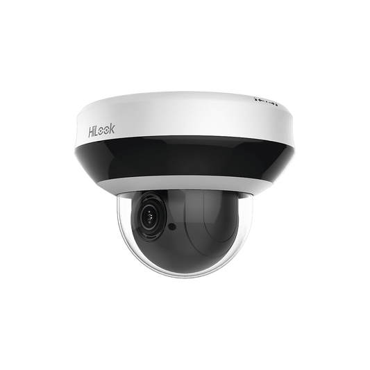 Mini Domo PTZ IP 4 Megapixel / 4X Zoom / H.265+ / 20 mts IR EXIR / WDR 120dB / PoE / IK10 / Exterior IP66 / Ultra Baja Iluminación / Micrófono Integrado / PoE