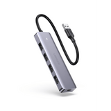 Hub USB 3.0 / Conversor USB-A a 4x USB-A 3.0 / 5 Gbps / Puerto Tipo-C para Alimentación / Protección Sobrecorriente y Cortocircuito / Compatible Windows Linux MAC OS