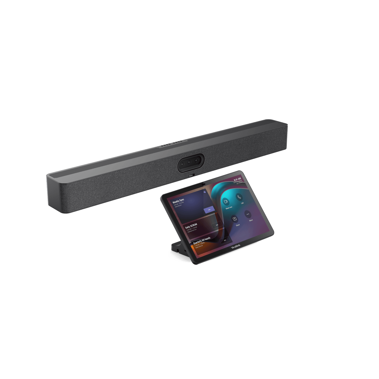 Barra de Videoconferencia Yealink A50 con IA y Consola Táctil CTP25, Todo en Uno para Salas Medianas y Grandes con Seguimiento Automático del Hablante