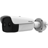 (HIKMICRO) Cámara Bullet IP Bi-espectral Térmica 15.4 mm (384×288) / Óptica 8 mm (4 Megapixel) / IA GUANLAN / 75 m IR / IP67 / IK10 / NEMA 4X / PoE / Termométrica -20°C a 150°C / Detección Fuego y Humo / TP