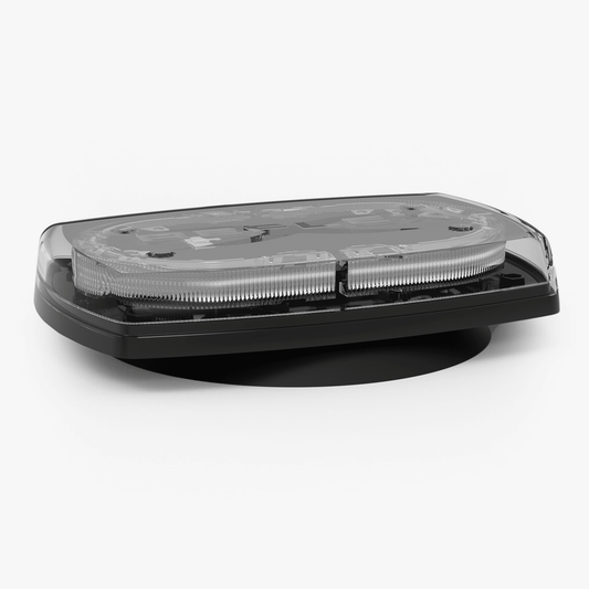 Mini torreta de 48 LED 10" Ámbar/Claro, Lente Transparente, Imán y Encendedor de Vehículo