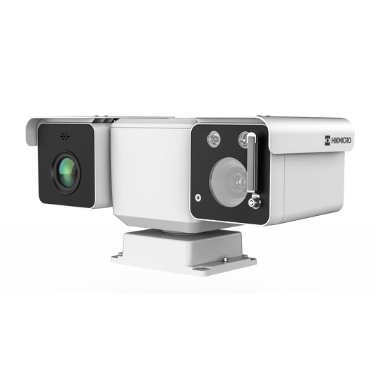 Mini Punta de Poste IP Dual / Térmica 25 mm (384 X 288) + Óptico 32X (4 Megapixel) / 800 mts IR / IP66 / Detección de Temperatura / microSD