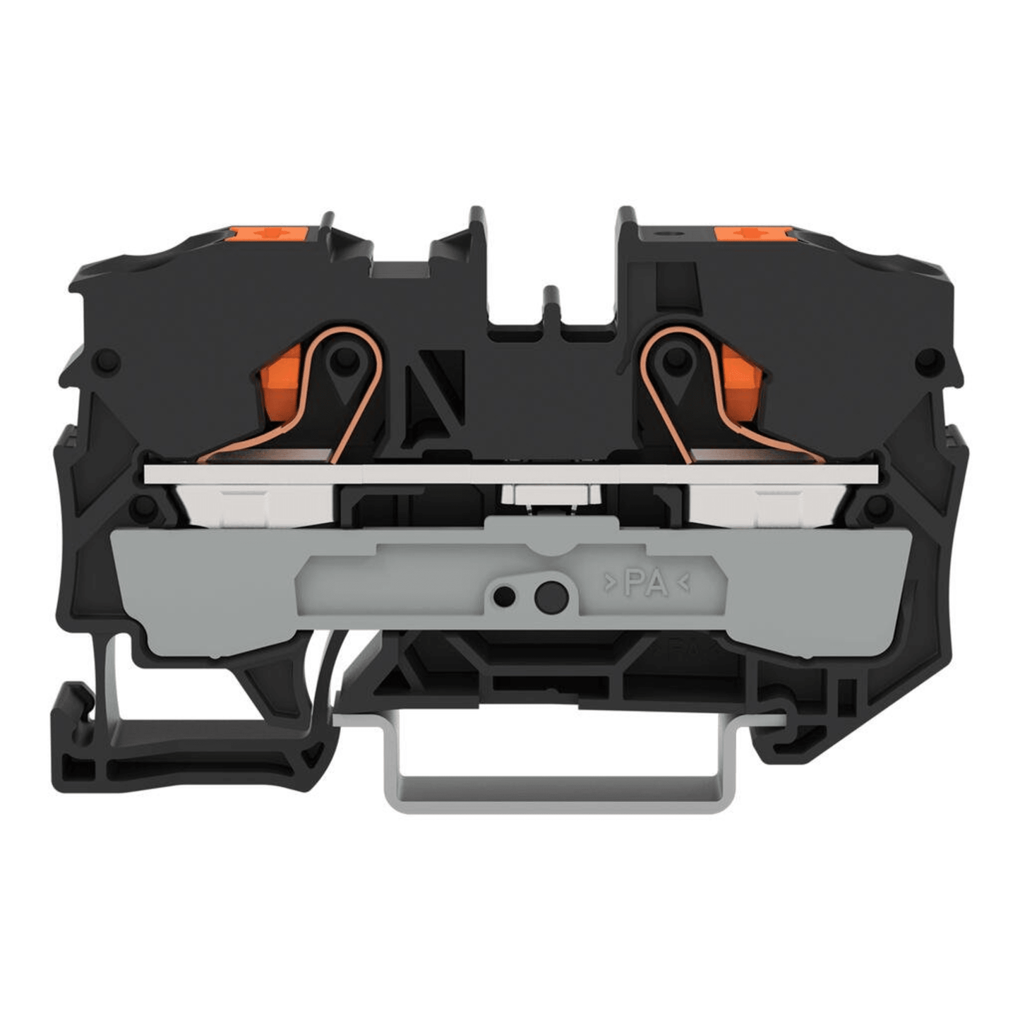 Borna de Paso Serie 2210 / Push-in CAGE CLAMP® / 2 Conductores 10 mm² / Tecla Naranja / Carril DIN 35x15 y 35x7.5 / Ex eb IIC Gb ATEX / 57A 800V / IP20 / Poliamida V0