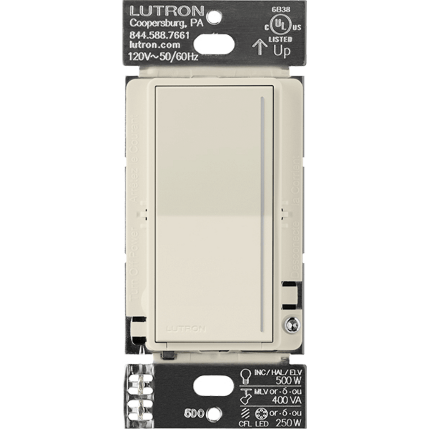 (RadioRa3) )Atenuador (dimmer) Auxiliar de pared, compañero de atenuadores multilocación. Usar en 3 vías o escalera.