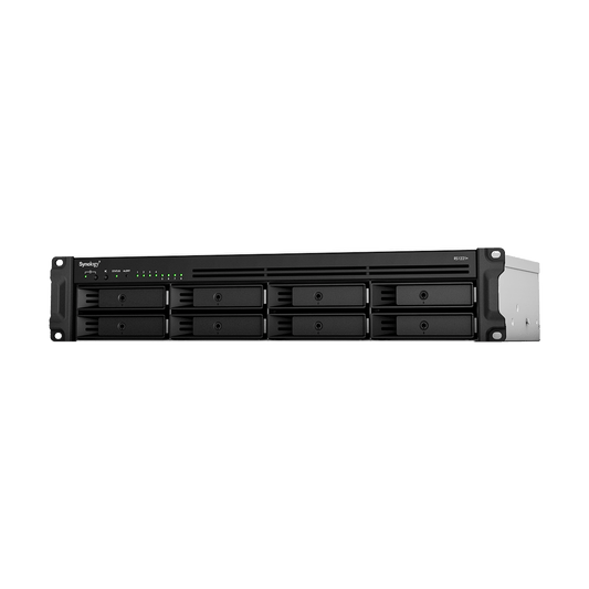 Servidor de Almacenamiento en Red RackStation RS1221+ | 8 Bahías | Expansión a 12 Bahías | CPU AMD Ryzen V1500B | 4 GB DDR4 ECC | RAID Soportado | 10/25GbE | Synology High Availability | Protección de Datos Integral.