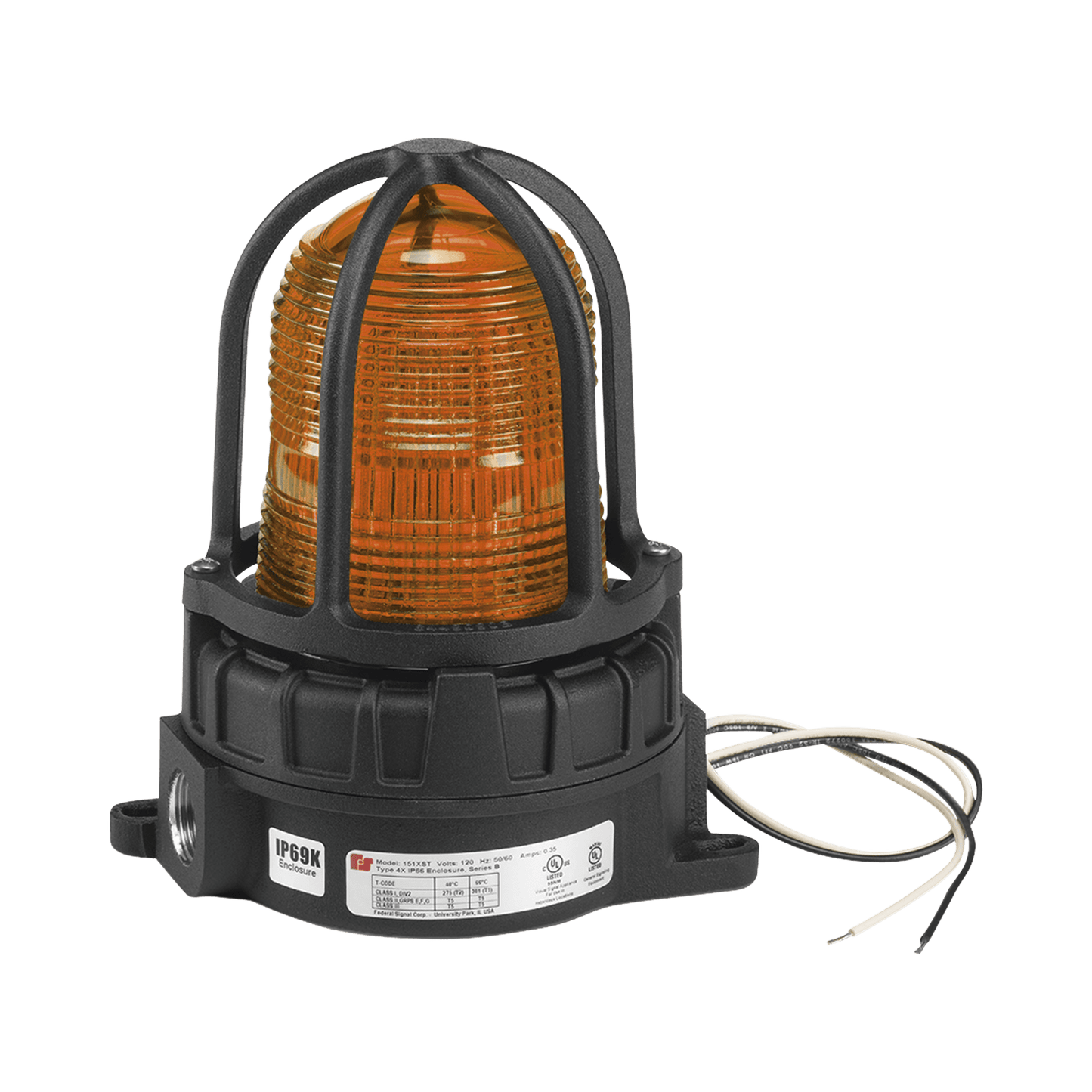 Luz de advertencia LED color Ámbar para ubicaciones peligrosas, montaje para superficies, 120/240Vca,