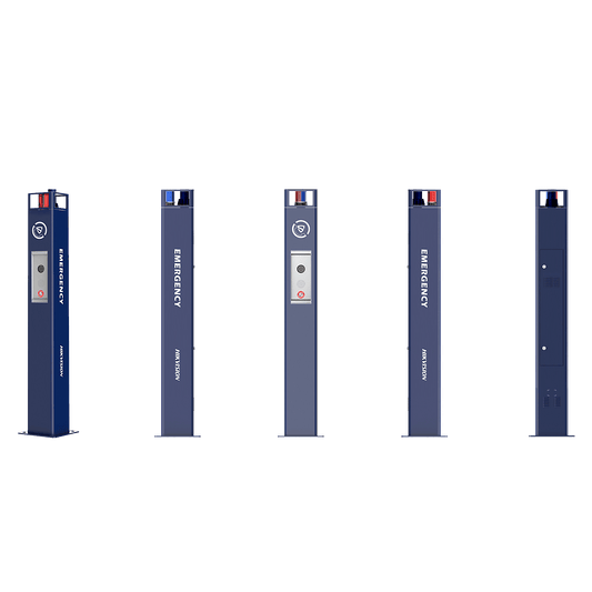 Estación de Pánico / Cámara IP 4MP / Audio Bidireccional 5 m / Micrófono Omnidireccional / Altavoz 30 W / Resistente a Vandalismo / IP66 / Montaje en Piso