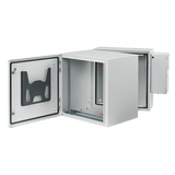 Gabinete Industrial ProTek de Puerta Sólida, Con Aire Acondicionado de 4000 BTU, Protección NEMA Tipo 4/12; IP66; IK10, Abatible, Fabricado en Acero, 19 UR, Color Gris Claro