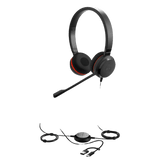 Jabra Evolve 30 II Duo MS con conexión USB C/A y 3.5mm, micrófono con cancelación de ruido y controlador en el cable con botones e indicadores LED (5399-823-309)