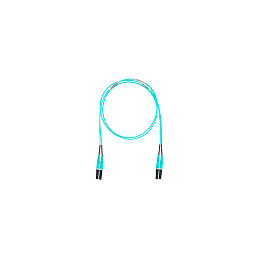 Jumper de Fibra Optica Multimodo 50/125 OM4, LC-LC Duplex, OFNR (Riser), Color Aqua, 10 ft