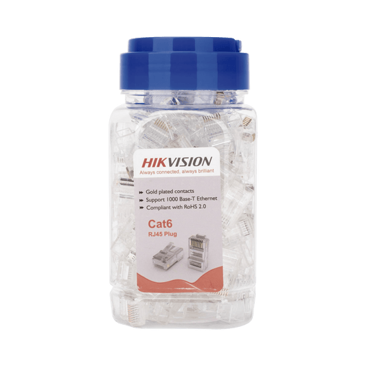 Bote con 100 Piezas de Plug Modular RJ45 / Cat 6 / Chapado en Oro a 15 Micras / Sin Blindaje / Facil Instalación / Uso Interior / Soporta Norma TIA-568B / Cumple con RoHS 2.0