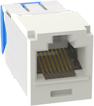 Conector Jack RJ45 Estilo TG, Mini-Com, Categoría 6A, Con Gel Resistente a la Corrosión, de 8 posiciones y 8 cables, Color Blanco Mate