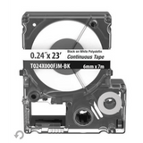 Casete de Etiquetas de Poliolefina de Cinta Continua, Color Negro Sobre Blanco, Uso Interior/Exterior, 5.82 mm de Ancho x 7 Metros de Largo