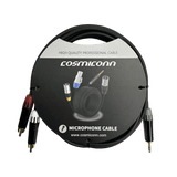 Cable 3.5mm a 2 RCA, conectores negros, con diferenciador de blanco y rojo en RCA MT380-RD - MT380-WH - MTP3C-BG, length 10m