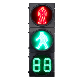 Semáforo Peatonal Estático RX300-3-3910SS-1 / LED de Alta Visibilidad 400 mts / Patrón Peatonal Rojo + Verde Estático + Contador 2 Dígitos / IP53 / Voltaje 176-265 VAC / Material PC+ABS / Temperatura -40°C a 80°C